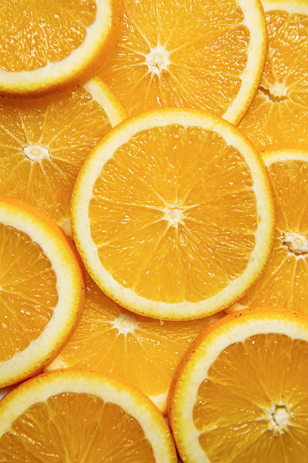 Sinaasappel als vitamine C ingrediënt in cosmetica Plakjes sinaasappel